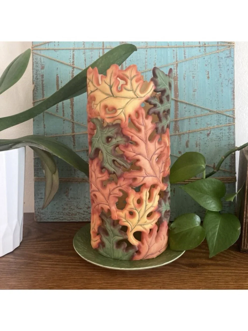 PartyLite Whispering Leaves Lantern P9430 Fall Halloween Thanksgiving Decor